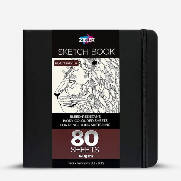 Zieler : Sketch Book Journal : 140gsm : 140x140mm : 80 Sheets : Square : Black