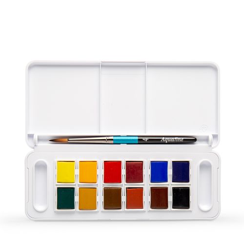 Daler Rowney : Aquafine Watercolour : Half Pan : Pocket / Travel Set of 12