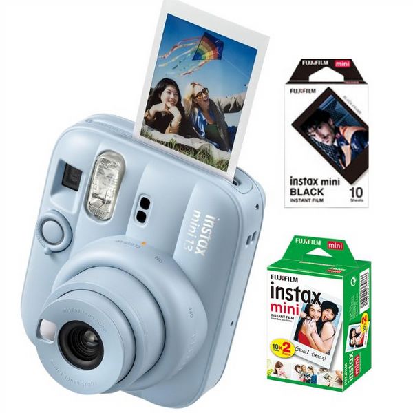  Fujifilm Instax Mini 13 Frost Blue Instant Camera + 30-Pack Film Bundle (Twin Pack & Black...
